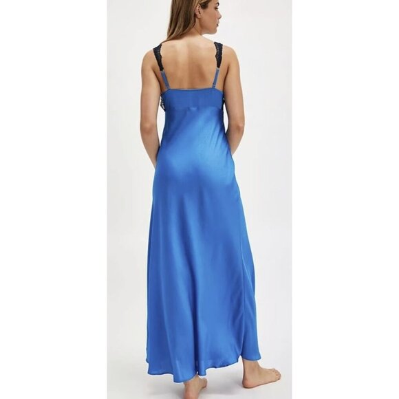 Free People Countryside Blue Maxi Slip Lace Dress NWT Small - Picture 3 of 8